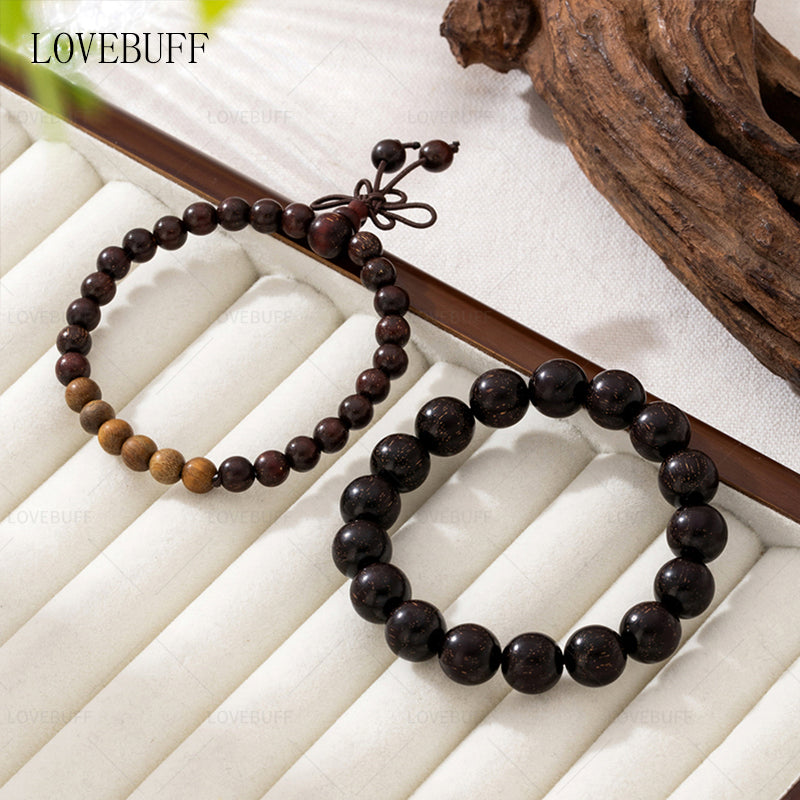 LOVEBUFF Light And Night Sariel Rosewood Beads Beaded Bracelet 2pc Set