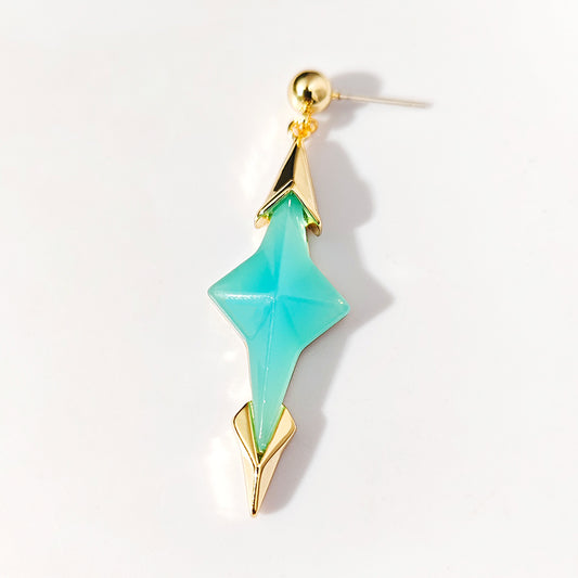 LOVEBUFF Genshin Aether Green Resin Star Earrings 1 Pair