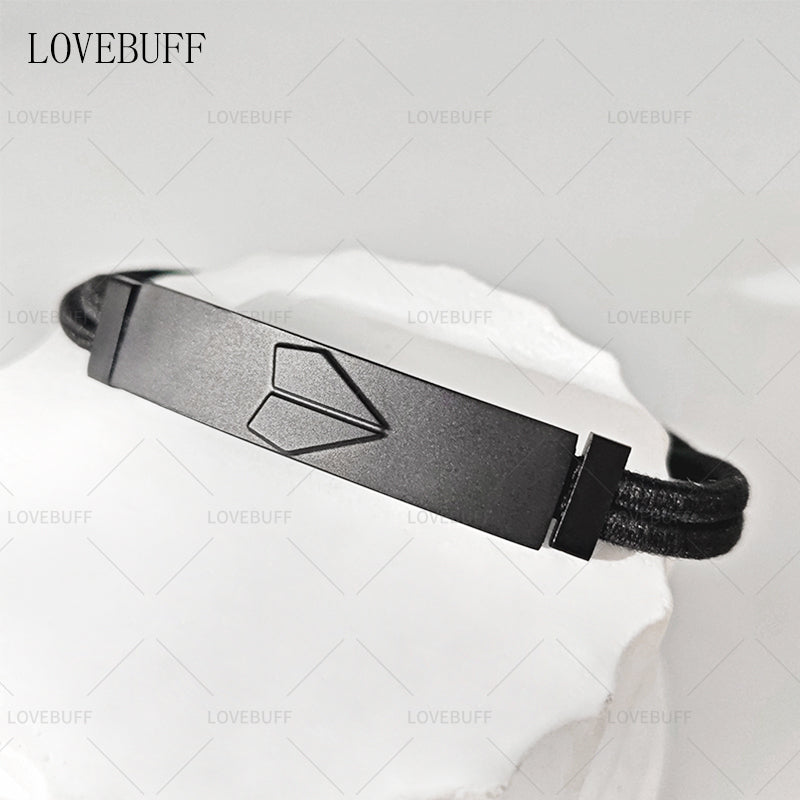 LOVEBUFF LAD Caleb Embossed Paper Airplane Rectangular Tag Bracelet