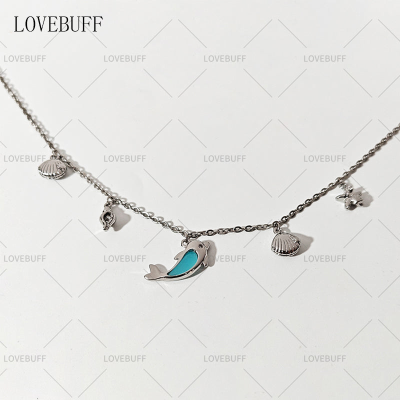 LOVEBUFF Seashell Seasnail Starfish Charm Dolphin Pendant Necklace