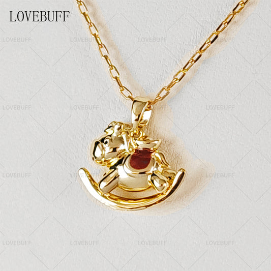 LOVEBUFF Chinese Zodiac Horse Carrying Sycee Good Luck Necklace