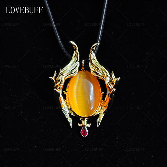 LOVEBUFF Wuthering Waves Carlotta Gift Romantic Brooch Inspired Cat's Eye Gemstone Pendant Necklace