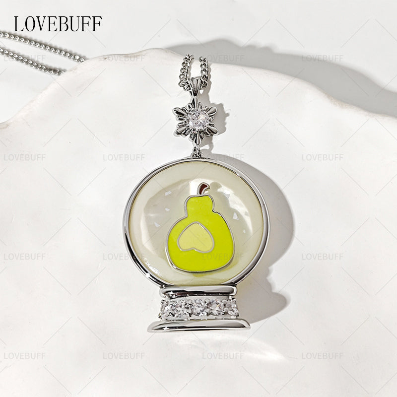 LOVEBUFF Love and Deepspace Zayne Snowflake Pear Crystal Ball Themed Necklace