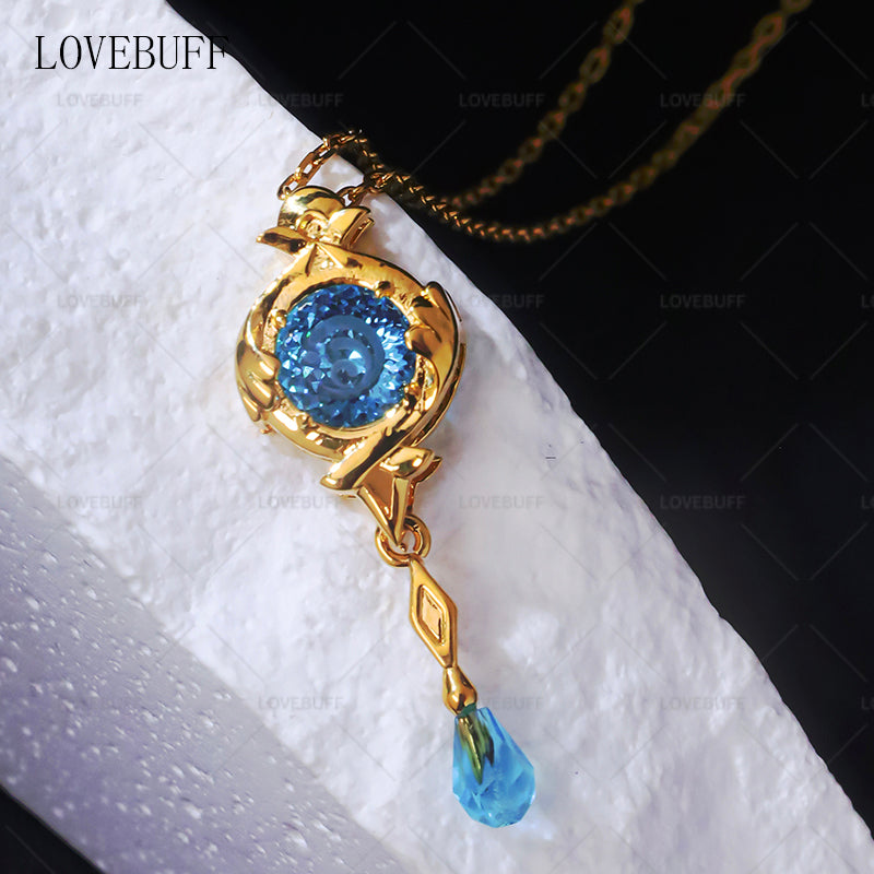 LOVEBUFF Genshin Impact Fontaine Character Furina Hydro Vision Gem Pendant Dainty Necklace