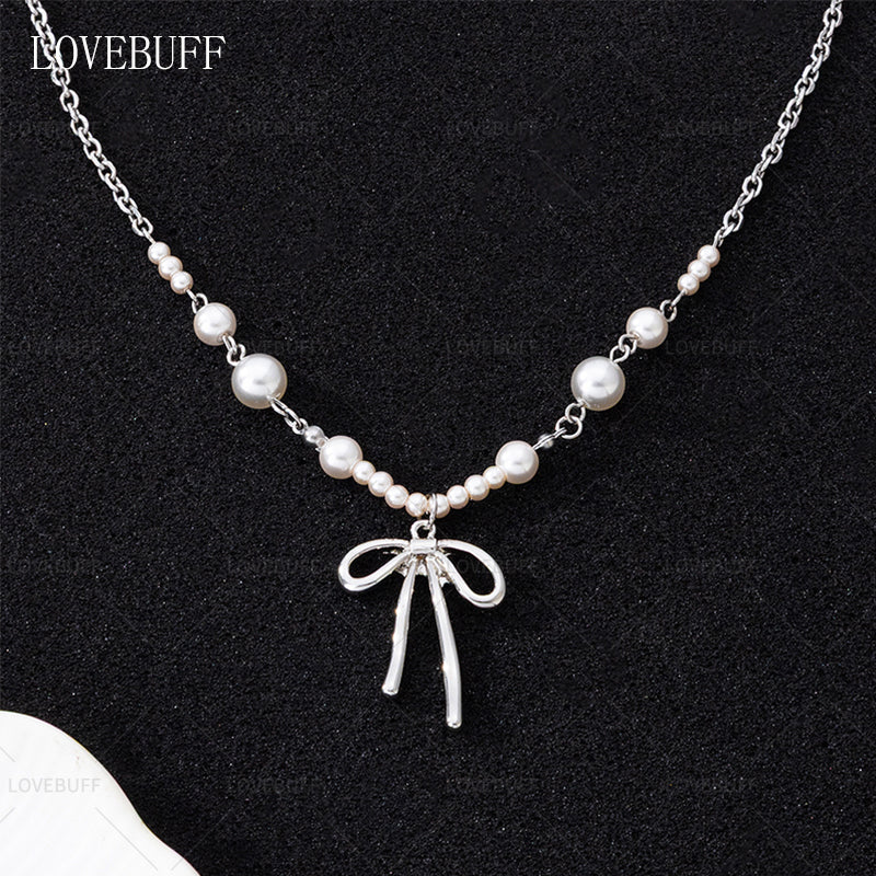 LOVEBUFF Love And Deepspace You and Midsummer Sylus Lovespeed Ride MC's Ornate Knots Bowknot Pendant Pearl Necklace Earrings