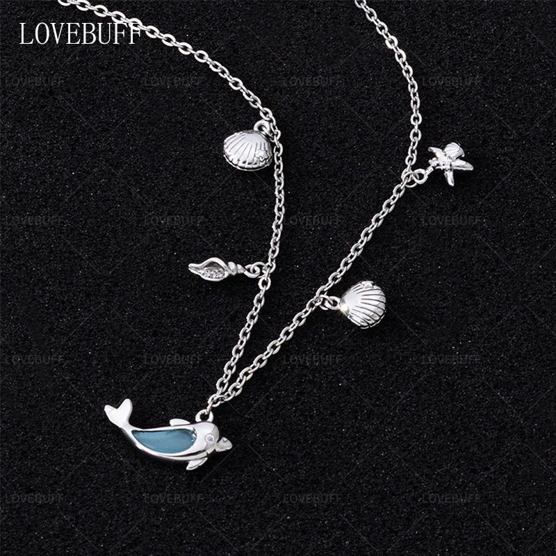 LOVEBUFF Seashell Seasnail Starfish Charm Dolphin Pendant Necklace