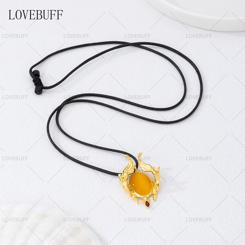 LOVEBUFF Wuthering Waves Carlotta Gift Romantic Brooch Inspired Cat's Eye Gemstone Pendant Necklace