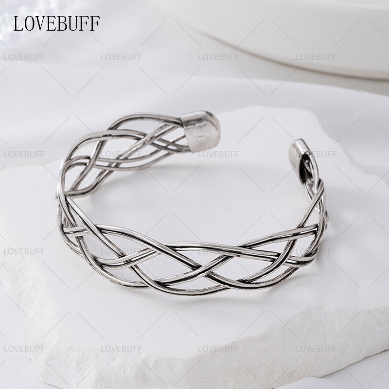 LOVEBUFF LAD Caleb No-Return Night Woven Copper Wire Cuff Bracelet