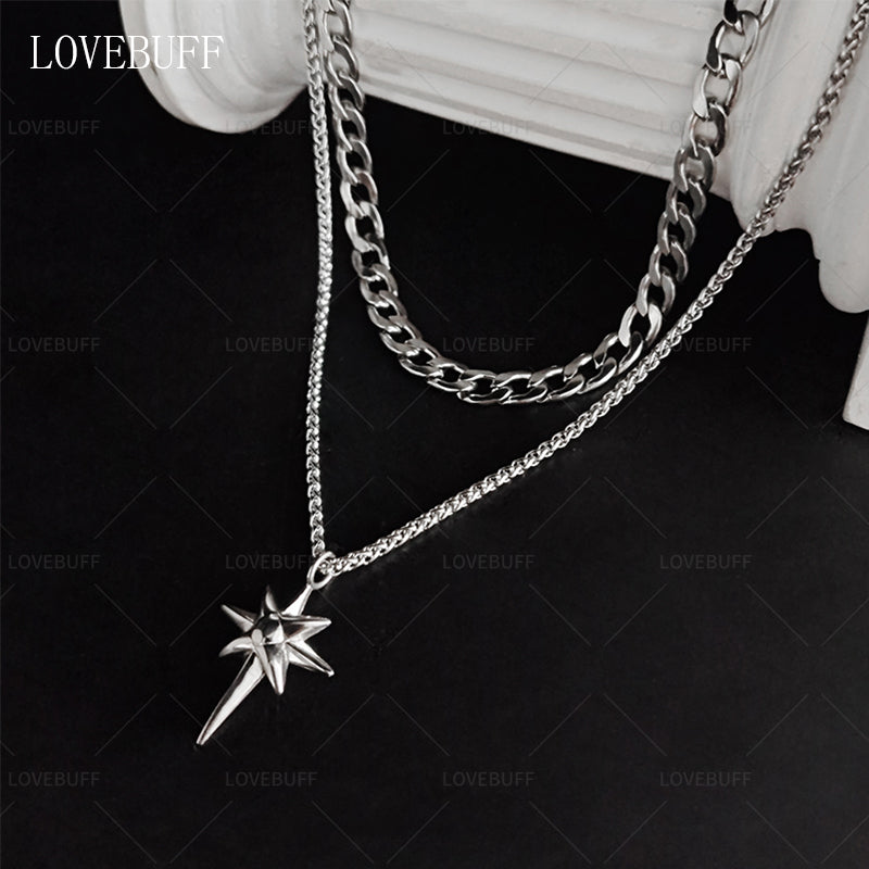 LOVEBUFF Light And Night Jesse Birthday Star Pendant Chain Necklace