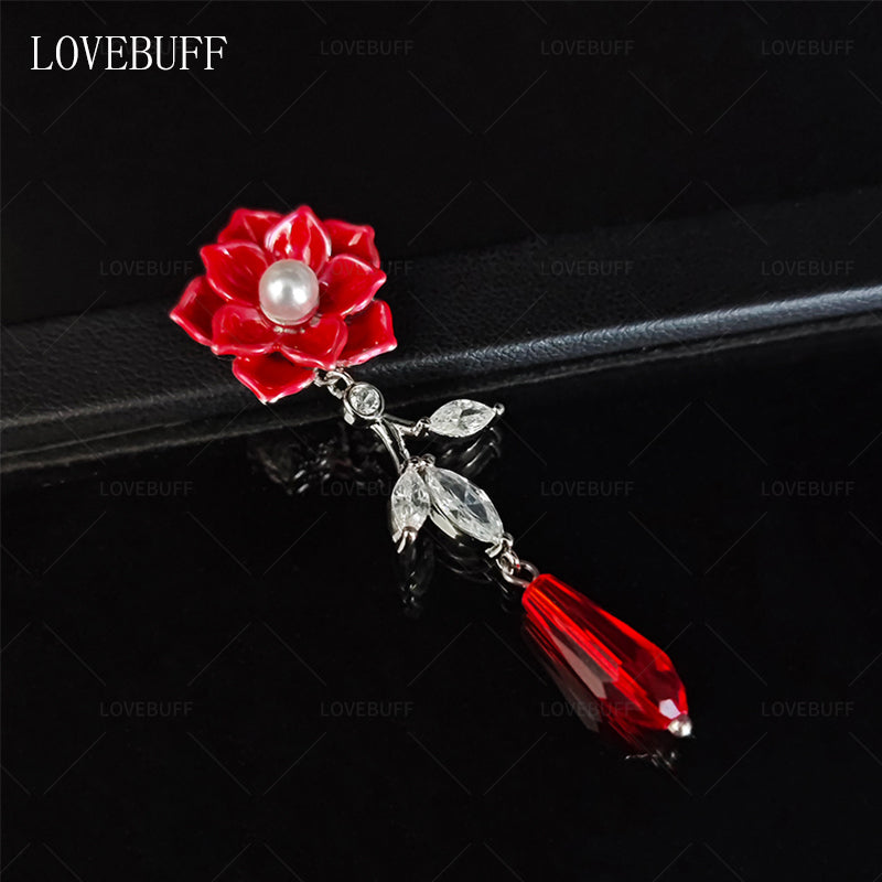 LOVEBUFF Light and Night Evan Angel's Trumpet Red Flower  Earrings
