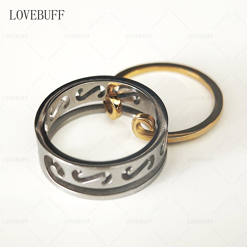 LOVEBUFF Black Myth: Wukong Golden Hoop Headband Jingu Fillet Inspired Layering Couple Ring Set