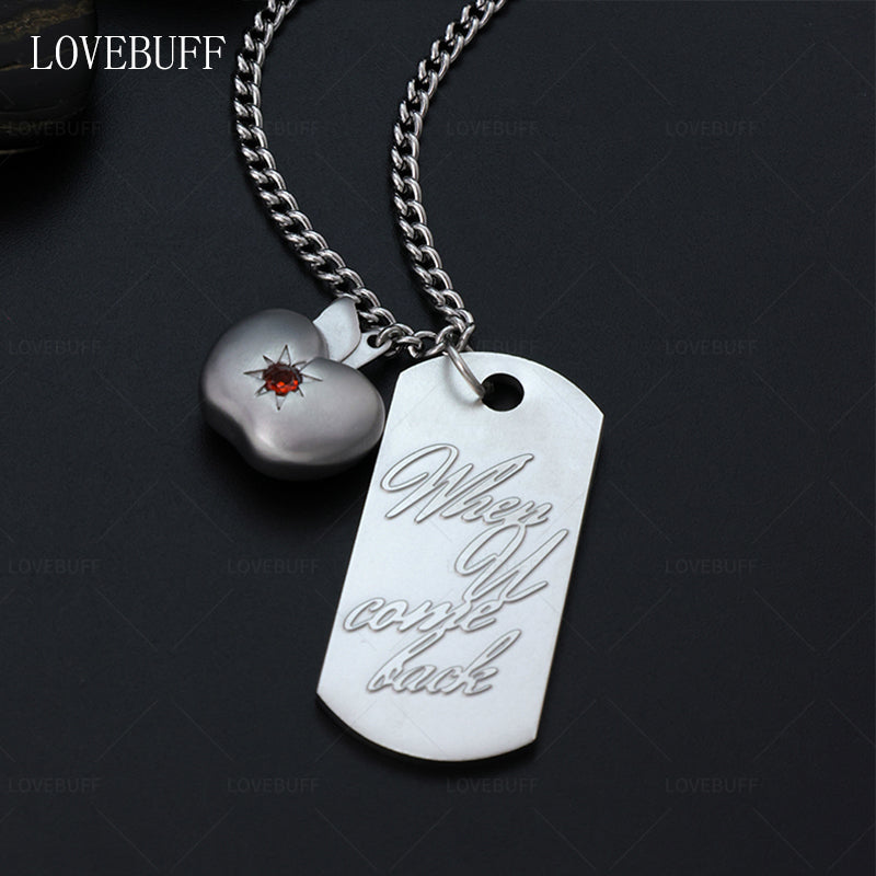 LOVEBUFF Love and Deepspace Caleb When U Come Back & Apple Pendants Necklace