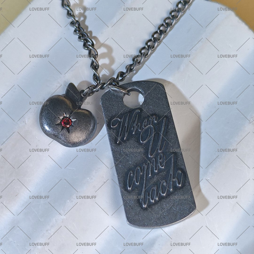 LOVEBUFF LAD Caleb Apple Necklace Inspired When U Come Back Tag Necklace