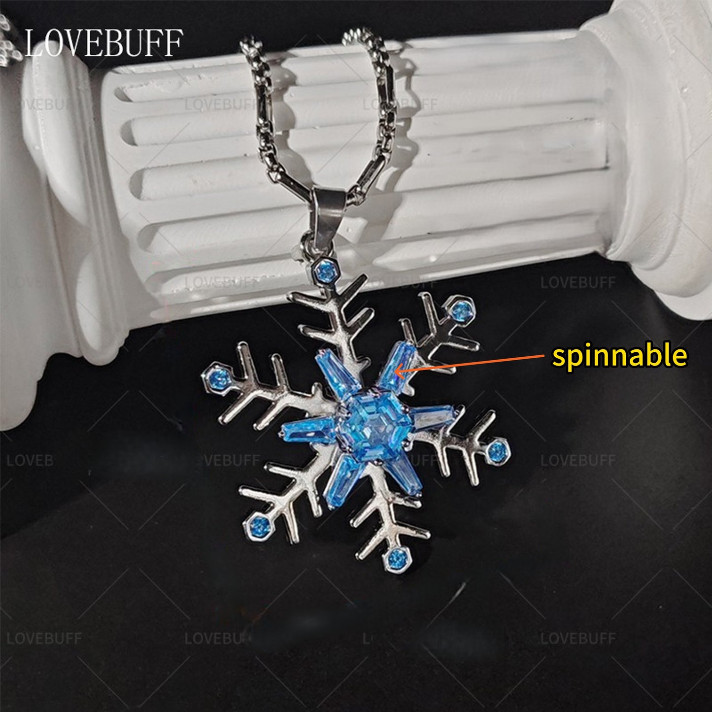 LOVEBUFF LAD Zayne Snowflake Inspired Spinning Pendant Necklace