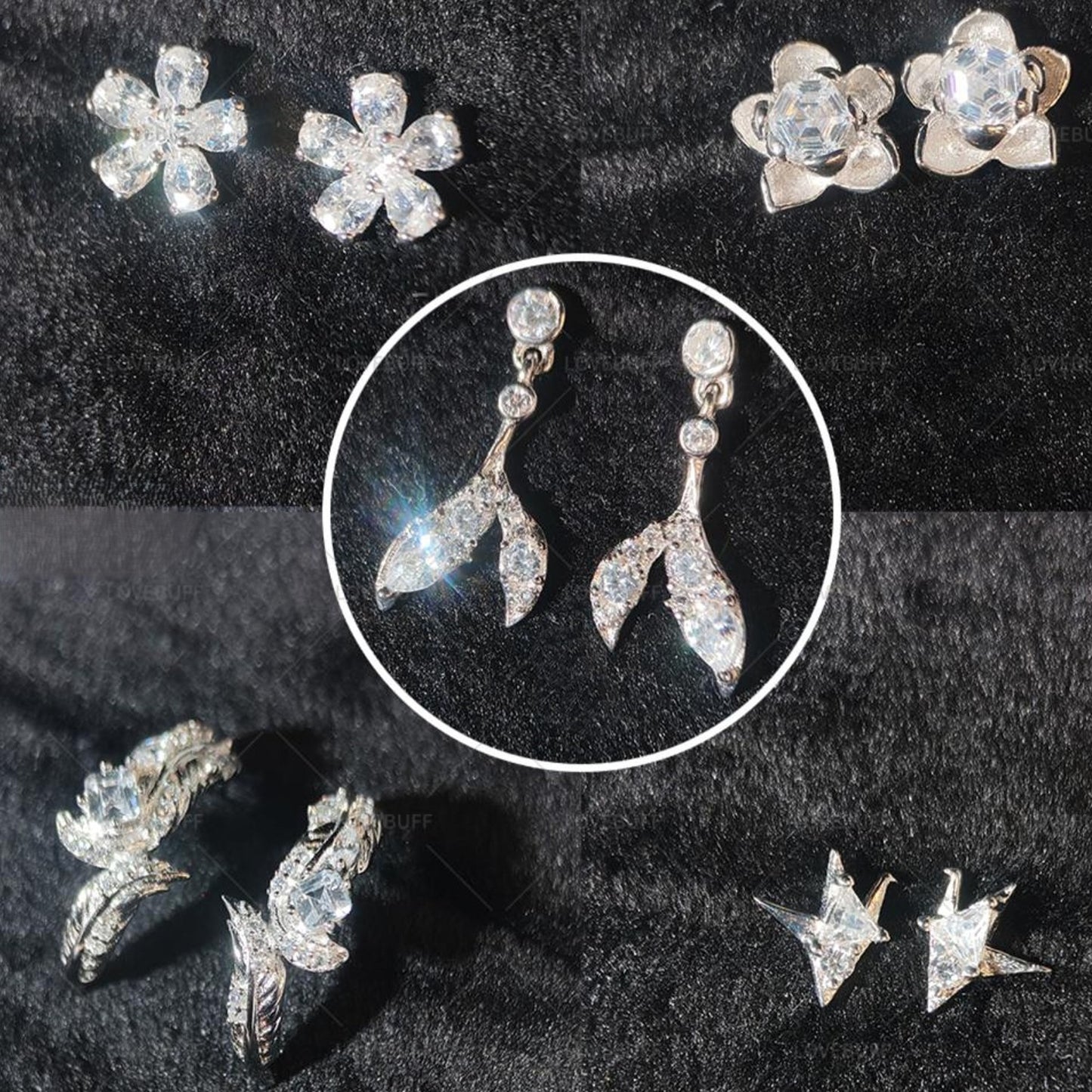 LOVEBUFF Love And Deepspace Wedding Ring Inspired Silver Earrings