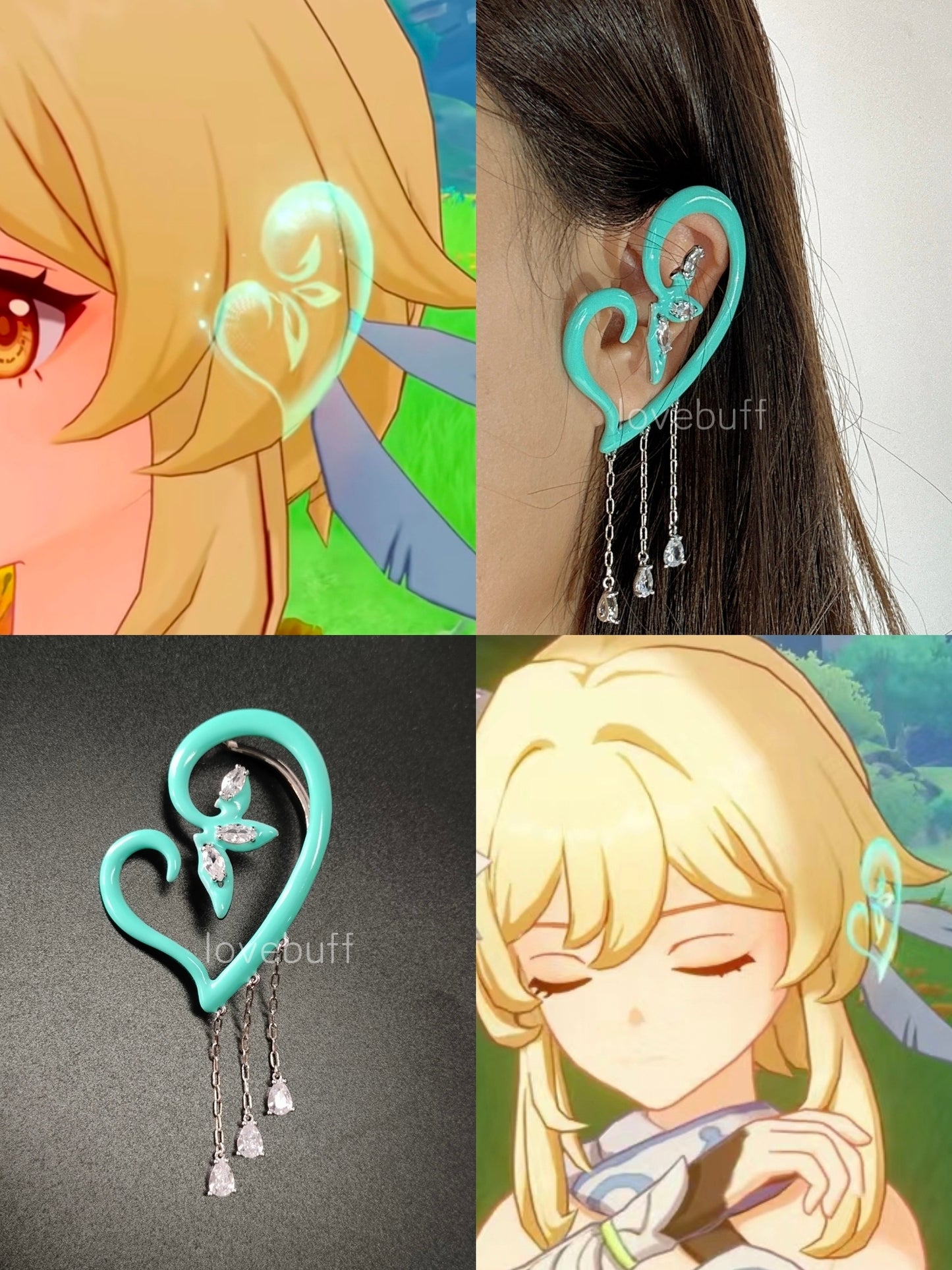 LOVEBUFF Genshin Impact Sumeru Akasha Terminal Style Glow In The Dark Adjustable Wrap Cuff Earring for Daily Use & Cosplay, Gift For Her & Game Lovers