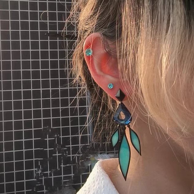 LOVEBUFF Honkai: Star Rail Aventurine Earring Inspired Drop Earrings