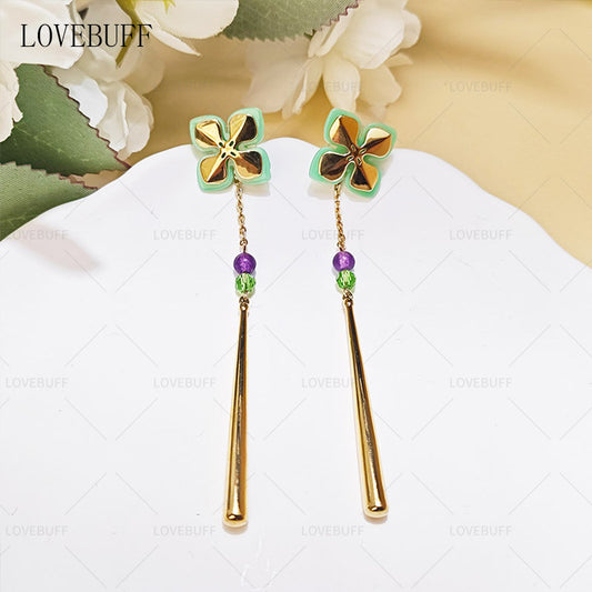 LOVEBUFF Genshin Impact Baizhu Earring Inspired Drop Earrings