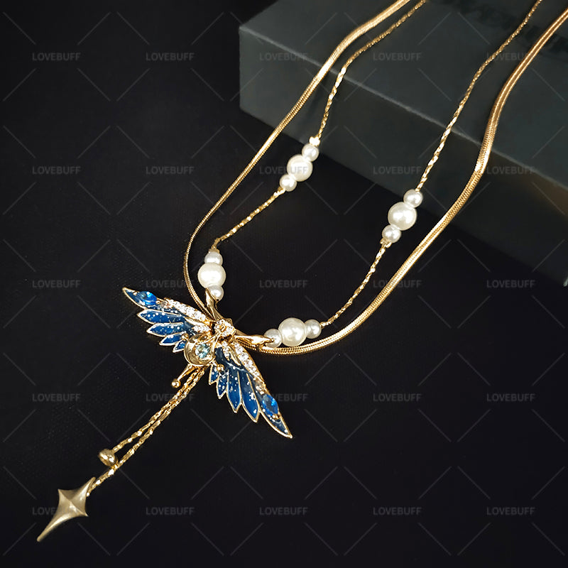 LOVEBUFF(TM) Genshin Impact Wind Glider Wings of Companionship Pendant Necklace