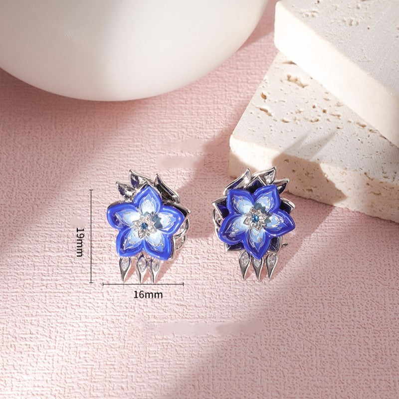 LOVEBUFF Genshin Impact Artifact Pale Flame Flower of Life Stainless Bloom Stud Earrings