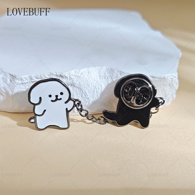 LOVEBUFF Light and Night Evan Dog Pin Inspired Brooch 2pc Set