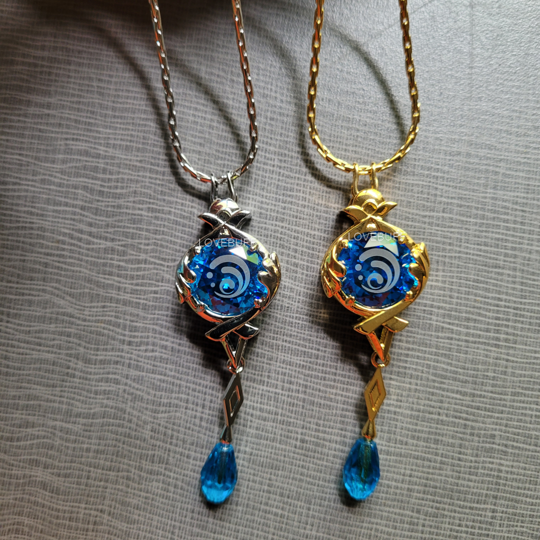 Fontaine Furina Hydro Vision Inspired Gem Pendant Long Necklace Fontaine Furina Hydro Vision Inspired Gem Pendant Long Necklace