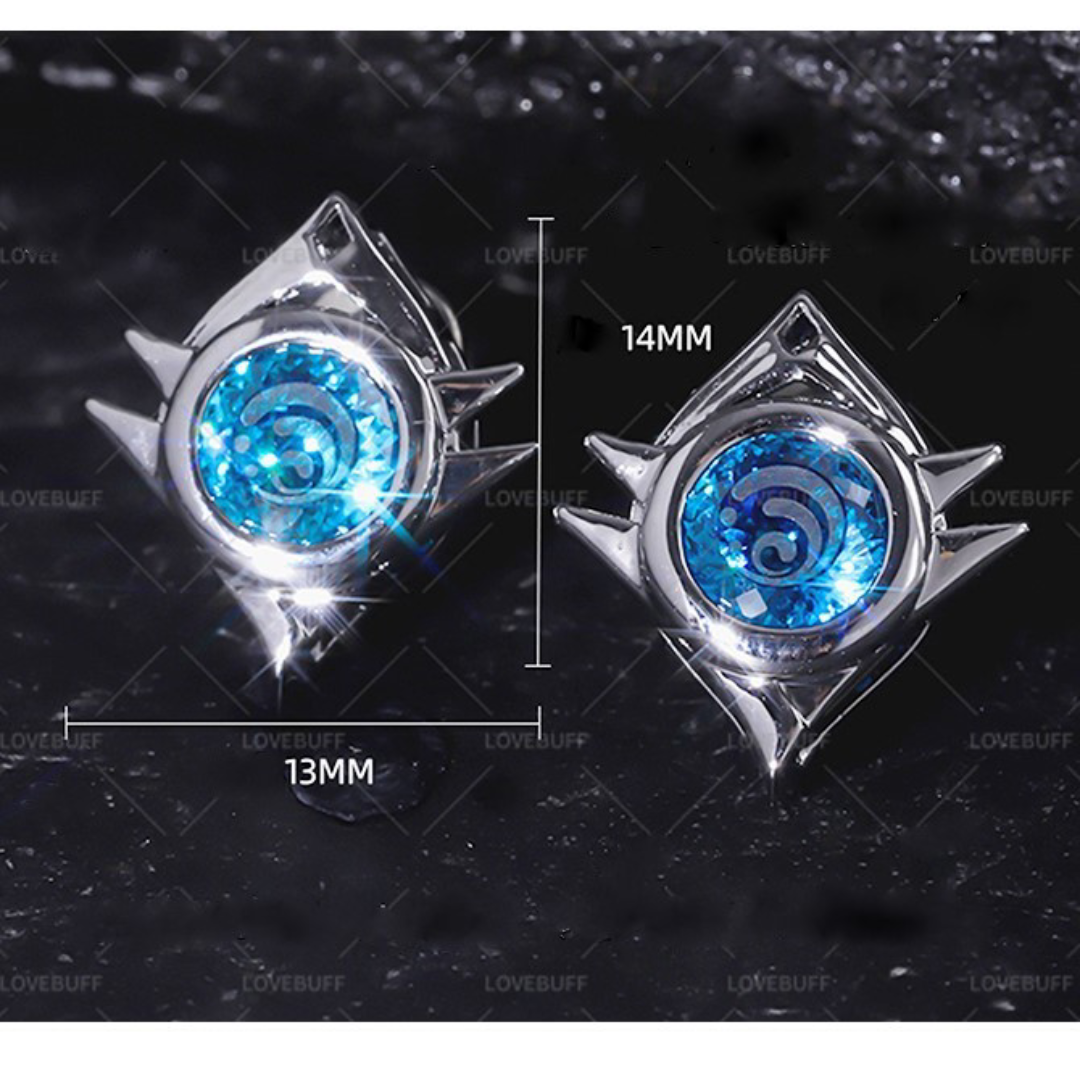 LOVEBUFF(TM) Genshin Impact Snezhnaya Gem Vision Stud Earrings Elements Cryo Dendro Electro Anemo Geo Pyro Hydro