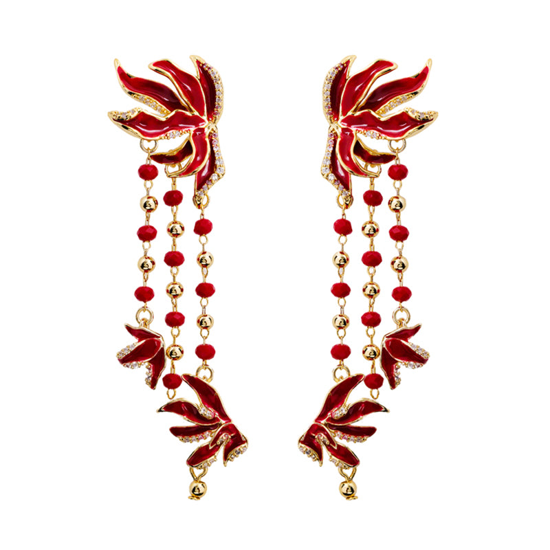 LOVEBUFF LAD Rafayel Passionate Flames Flame Lily Gloriosa Inspired Earrings