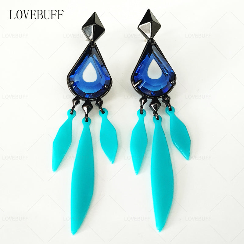 LOVEBUFF Honkai: Star Rail Aventurine Earring에서 영감을 받은 드롭 귀걸이