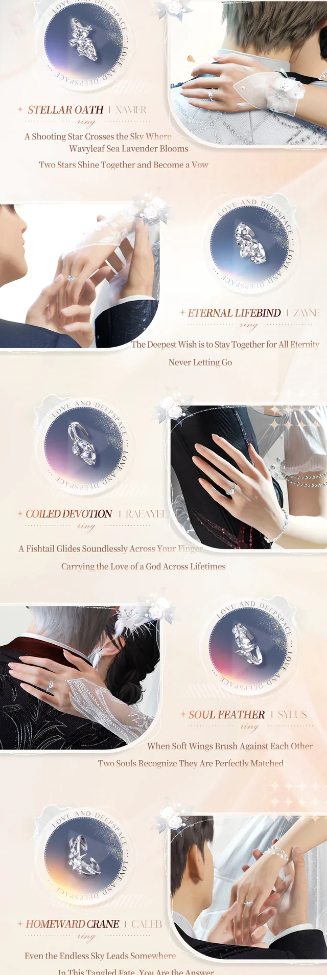LOVEBUFF LAD Caleb Rafayel Sylus Xavier Zayne Bespoke Wedding Ring